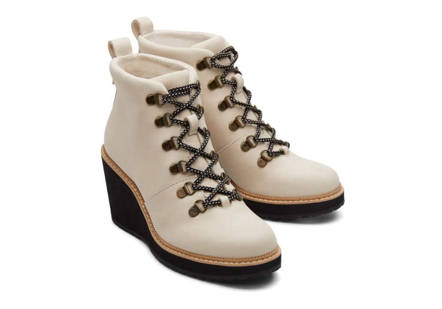 TOMS Dress Casual | Melrose Water Resistant Lace-Up Wedge Boot Beige