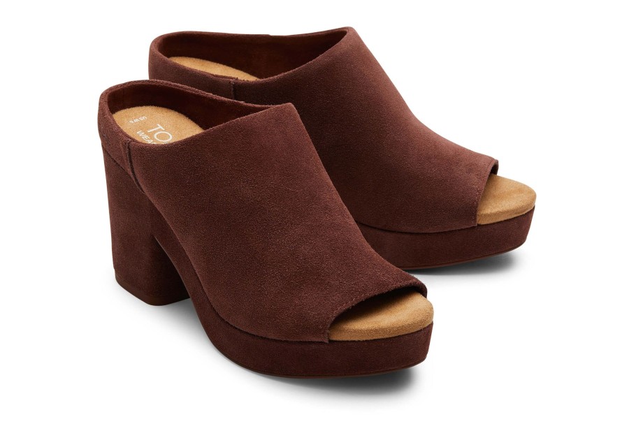 TOMS Platforms | Florence Suede Heel Chestnut