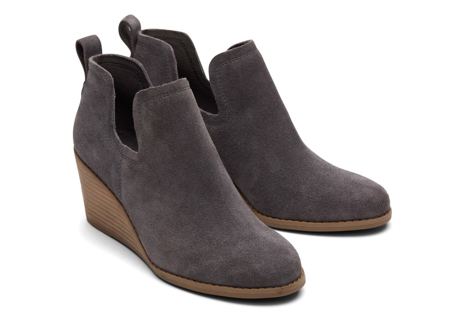 TOMS Dress Casual | Kallie Grey Suede Wedge Boot|Kallie Grey Suede Wedge Boot Pavement Grey