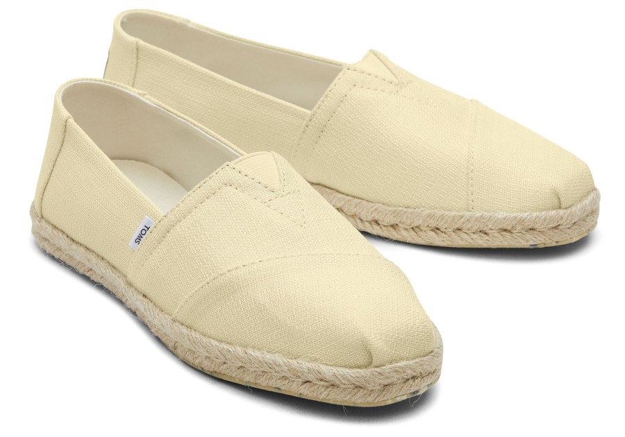 TOMS Espadrilles | Alpargata Rope Espadrille Pale Lemon Textured Woven