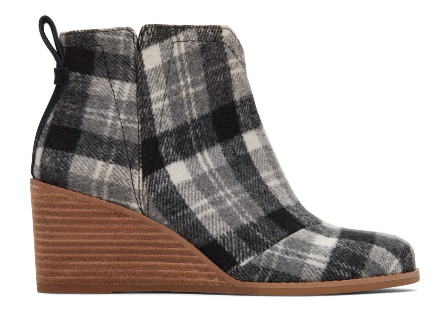 TOMS Heels & Wedges | Clare Wedge Boot Grey Plaid