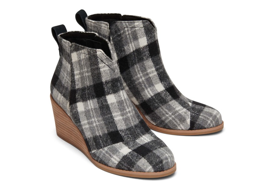 TOMS Heels & Wedges | Clare Wedge Boot Grey Plaid