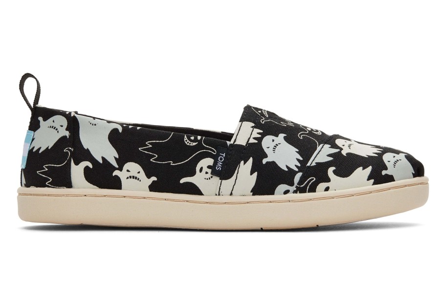 TOMS | Youth Alpargata Glow In The Dark Ghosts Kids Shoe Black Glow