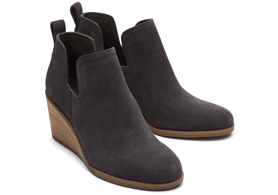 TOMS Wide Width | Kallie Grey Suede Wedge Boot Wide Width|Kallie Grey Suede Wedge Boot Wide Width Grey Wide