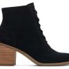 TOMS Heels & Wedges | Evelyn Black Suede Lace-Up Heeled Boot Suede Black