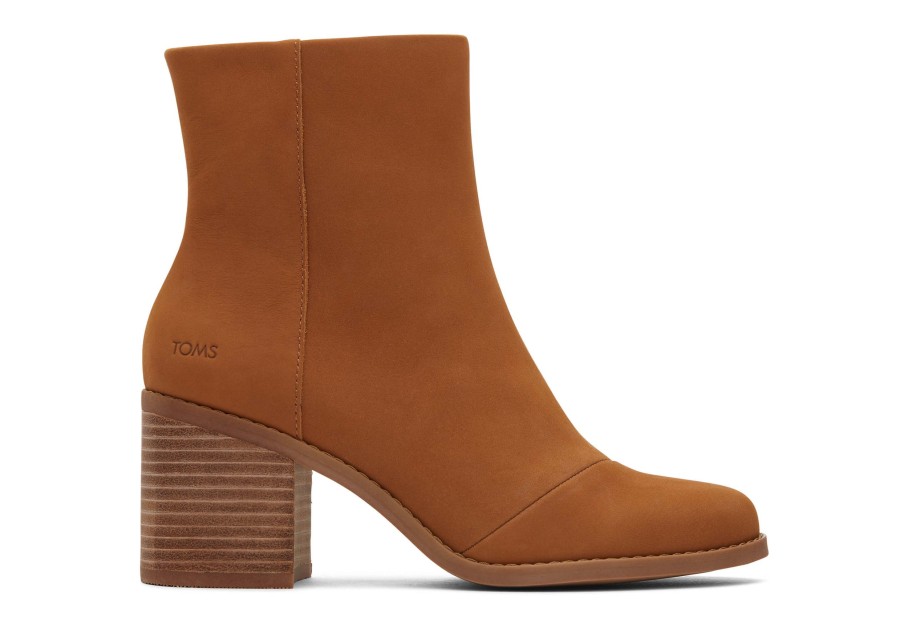 TOMS Heels & Wedges | Evelyn Tan Leather Heeled Boot|Evelyn Tan Leather Heeled Boot Leather Tan