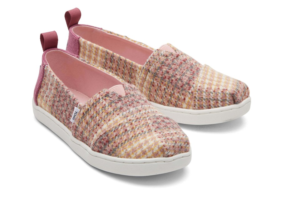 TOMS | Youth Alpargata Plaid Tweed Kids Shoe Pink Quartz