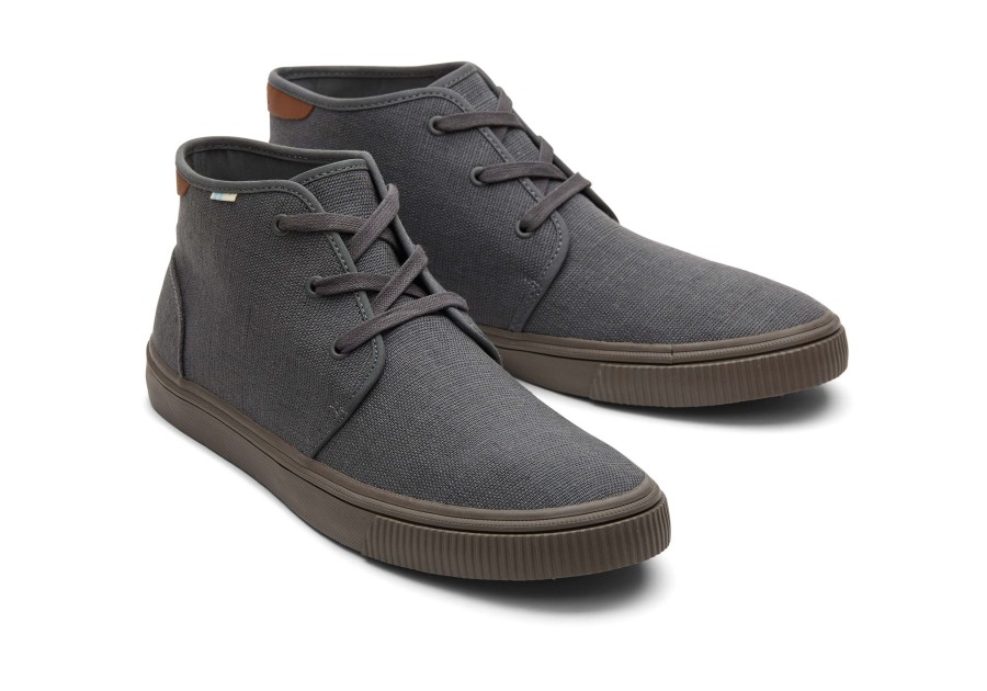 TOMS Dress Casuals | Carlo Mid Graphite Heritage Canvas Lace-Up Sneaker Smoky Graphite