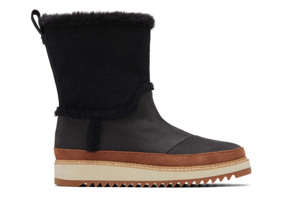 TOMS Boots & Booties | Makenna Black Water Resistant Faux Fur Boot Faux Fur Black