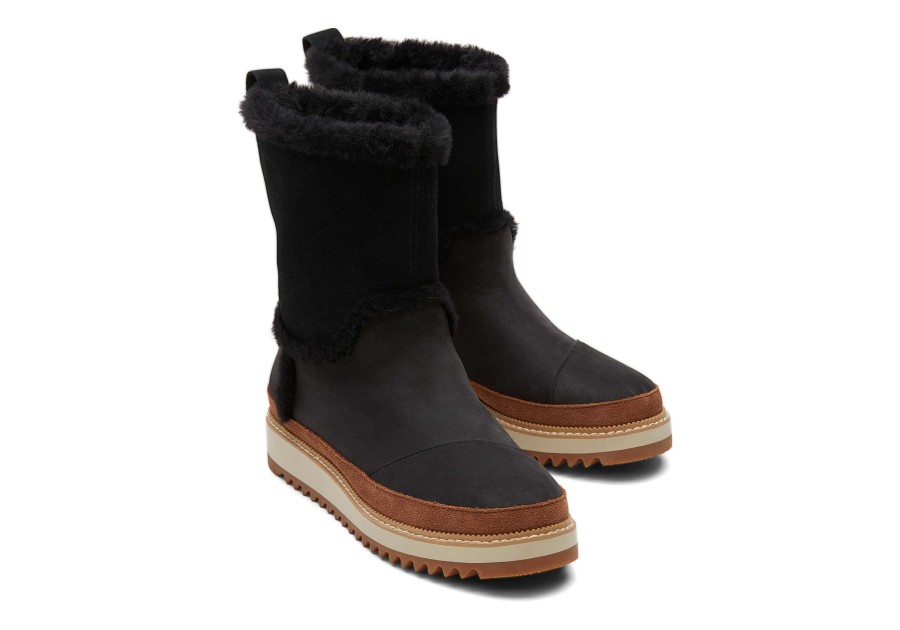 TOMS Boots & Booties | Makenna Black Water Resistant Faux Fur Boot Faux Fur Black