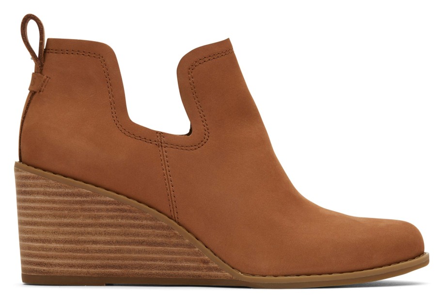 TOMS Heels & Wedges | Kallie Tan Leather Wedge Boot Leather Tan