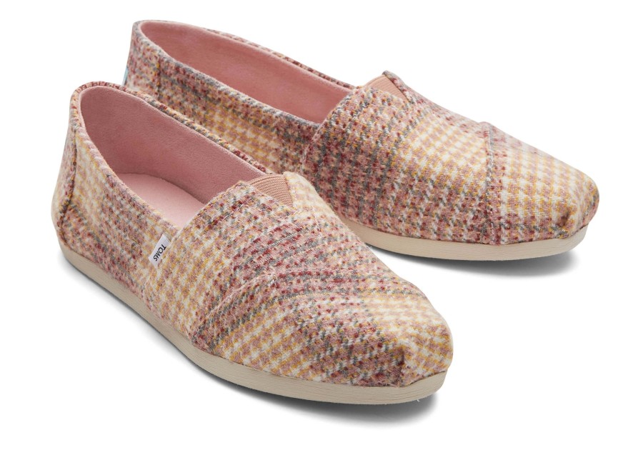 TOMS Alpargatas | Alpargata Pink Plaid Tweed Plaid Pink Quartz