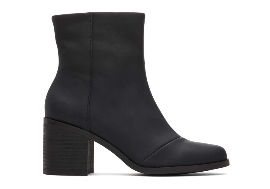 TOMS Heels & Wedges | Evelyn Black Leather Heeled Boot|Evelyn Black Leather Heeled Boot Leather Black