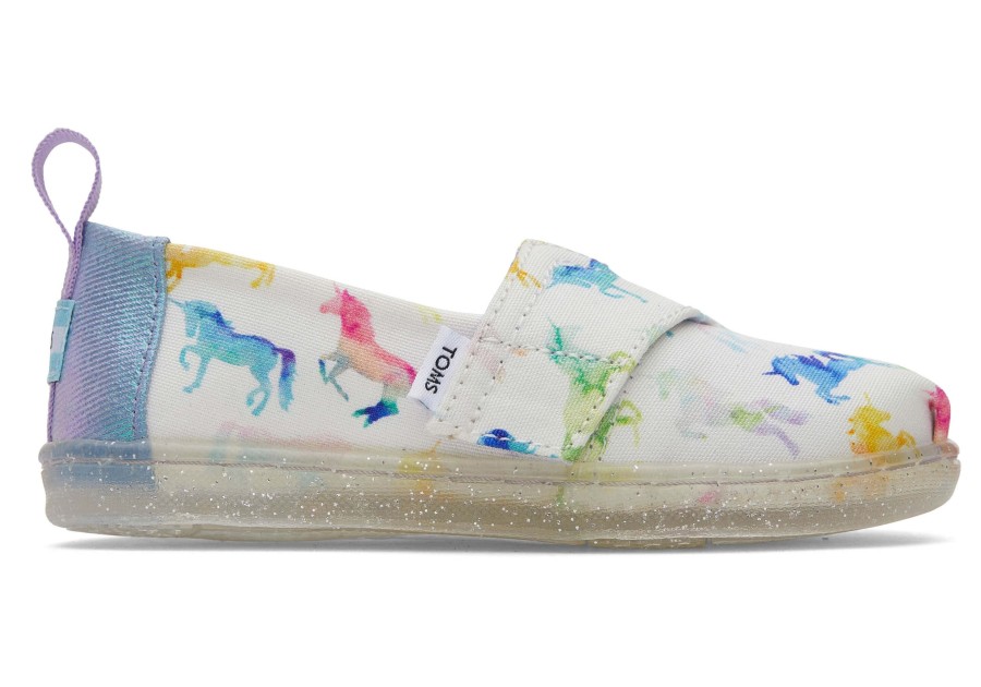 TOMS | Tiny Alpargata Watercolor Unicorns Toddler Shoe White Watercolor