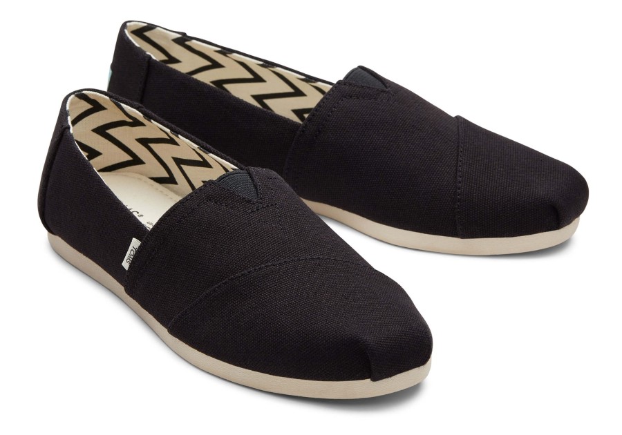 TOMS Wide Width | Alpargata Black Recycled Cotton Wide Width Black Wide