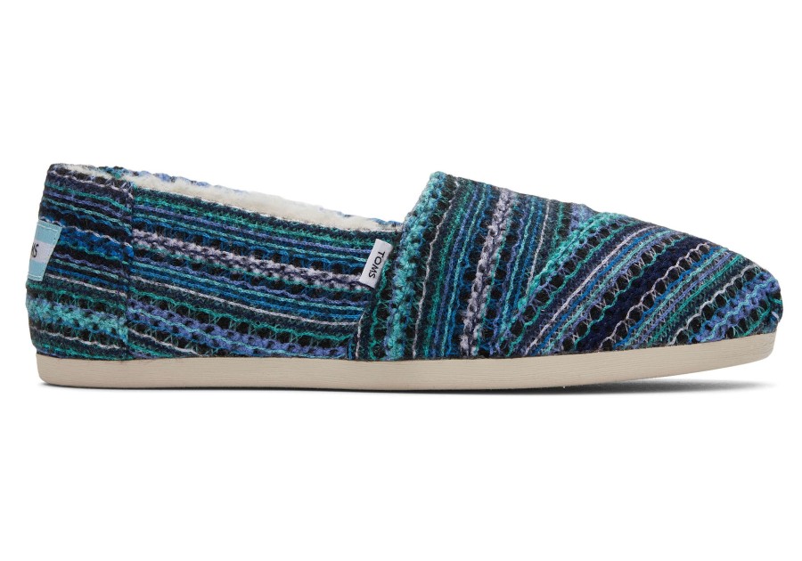 TOMS Alpargatas | Alpargata Blue Embroidered With Faux Fur Embroidered Navy