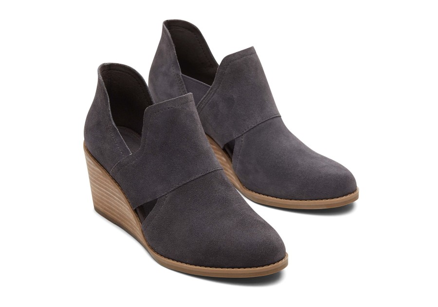 TOMS Boots & Booties | Kallie Grey Suede Cutout Wedge Boot|Kallie Grey Suede Cutout Wedge Boot Suede Grey