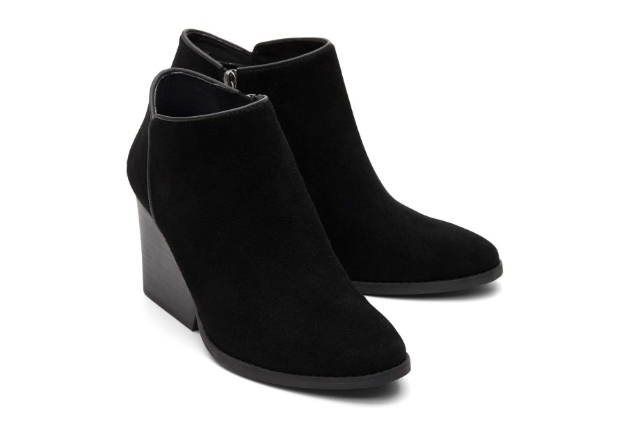 TOMS Heels & Wedges | Hadley Black Suede Heeled Boot Suede Black