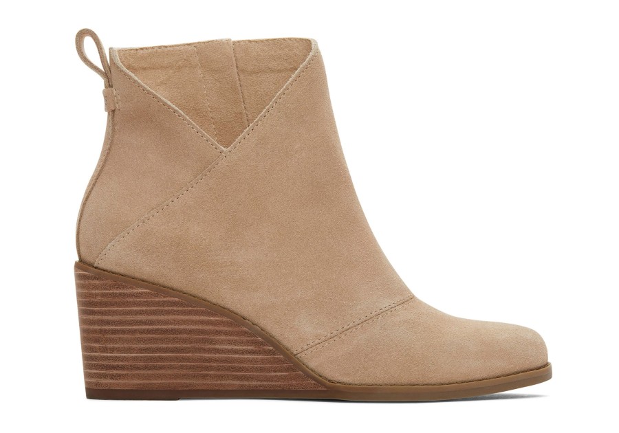 TOMS Heels & Wedges | Sutton Suede Wedge Boot Oatmeal