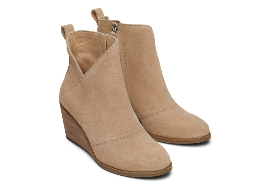 TOMS Heels & Wedges | Sutton Suede Wedge Boot Oatmeal