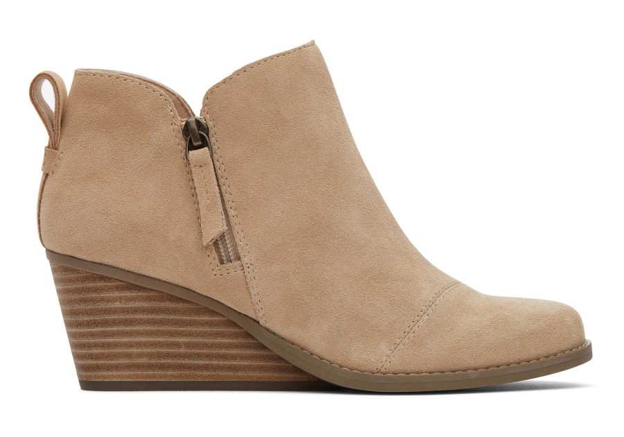 TOMS Heels & Wedges | Goldie Oatmeal Suede Wedge Boot Suede Oatmeal