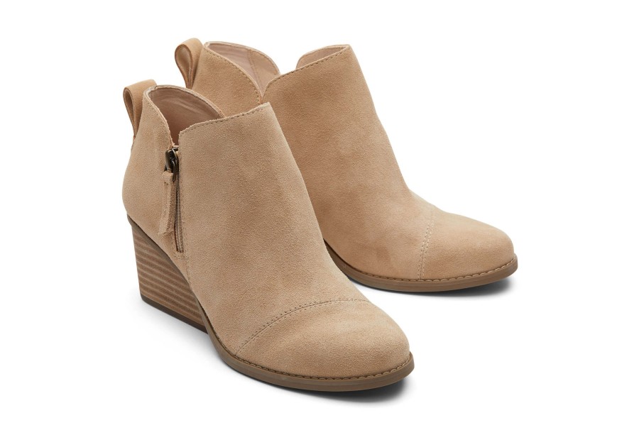 TOMS Heels & Wedges | Goldie Oatmeal Suede Wedge Boot Suede Oatmeal