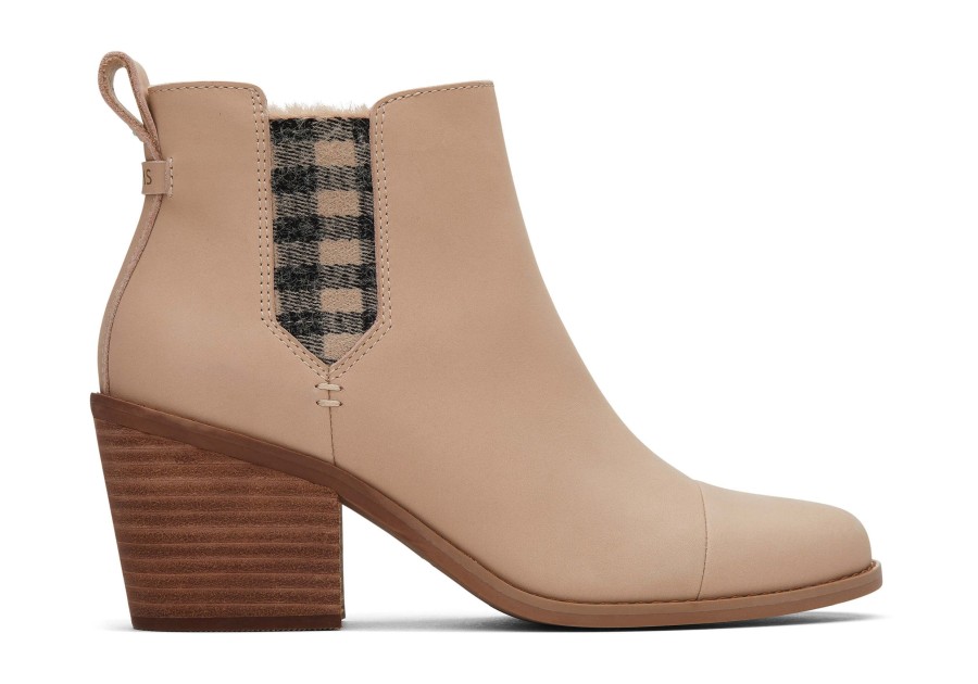 TOMS Heels & Wedges | Everly Leather Plaid Heeled Boot Sand