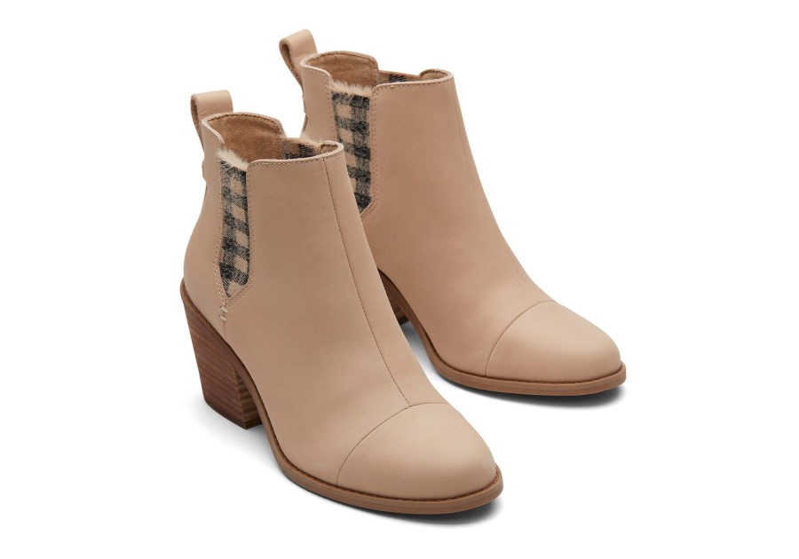 TOMS Heels & Wedges | Everly Leather Plaid Heeled Boot Sand