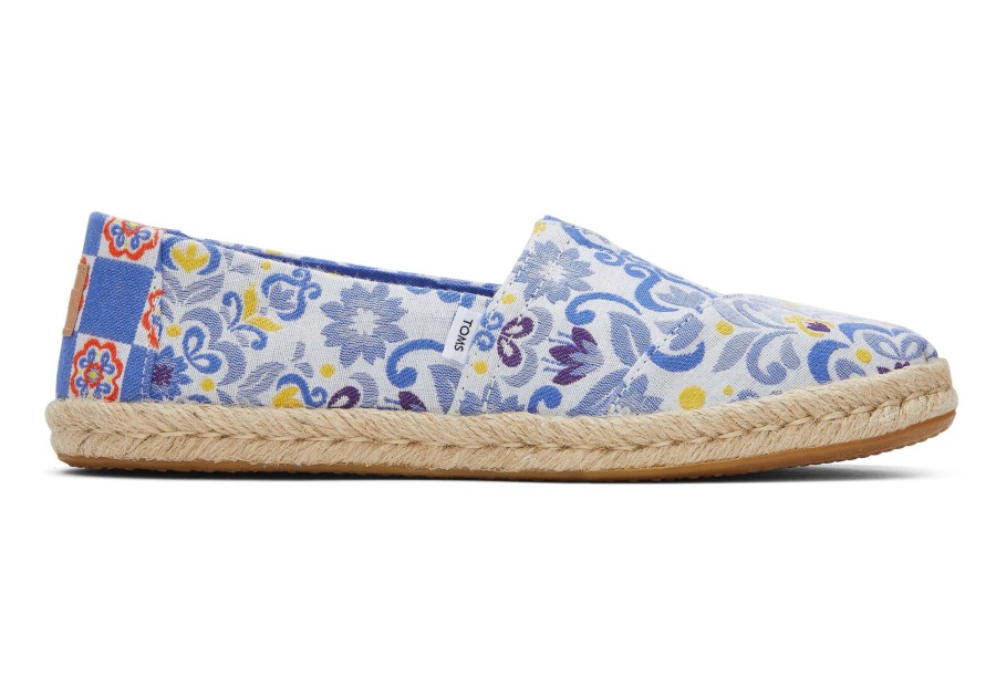 TOMS Espadrilles | Alpargata Rope Espadrille Blue Multi Mediterranean Tiles Jacquard