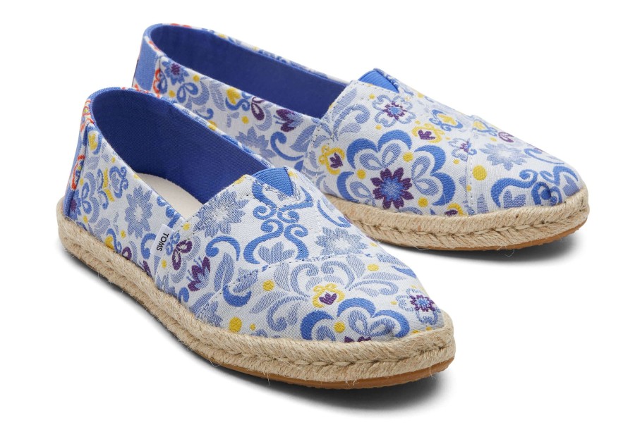 TOMS Espadrilles | Alpargata Rope Espadrille Blue Multi Mediterranean Tiles Jacquard