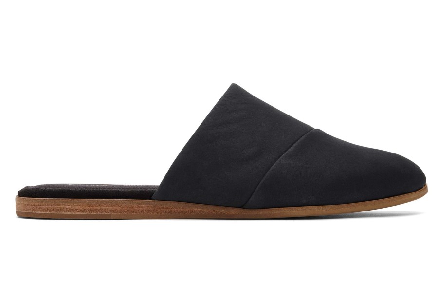 TOMS Flats | Jade Leather Slip On Flat Black