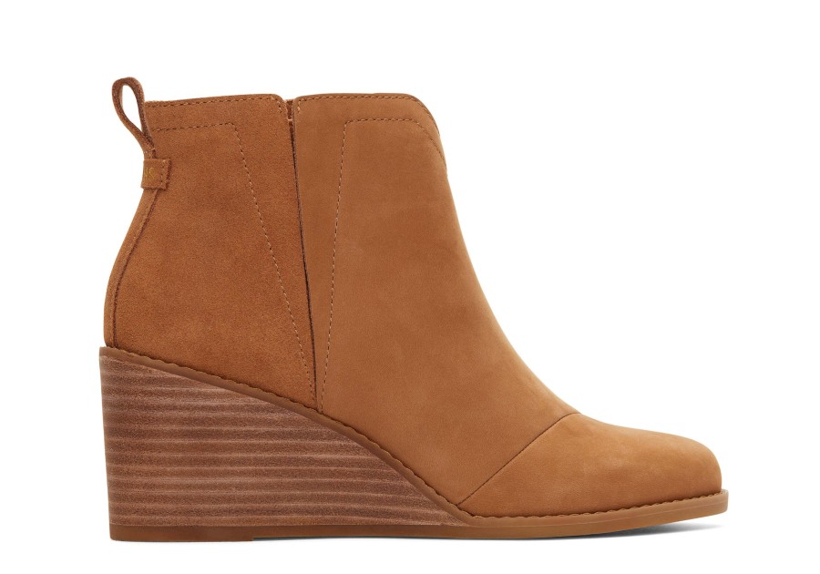 TOMS Heels & Wedges | Clare Leather Wedge Boot Tan