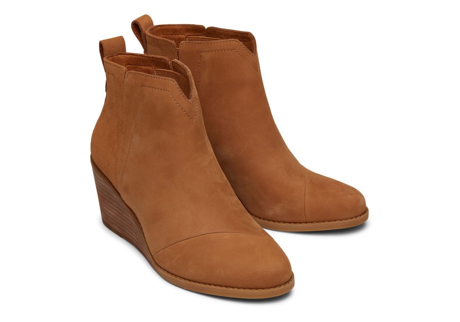 TOMS Heels & Wedges | Clare Leather Wedge Boot Tan