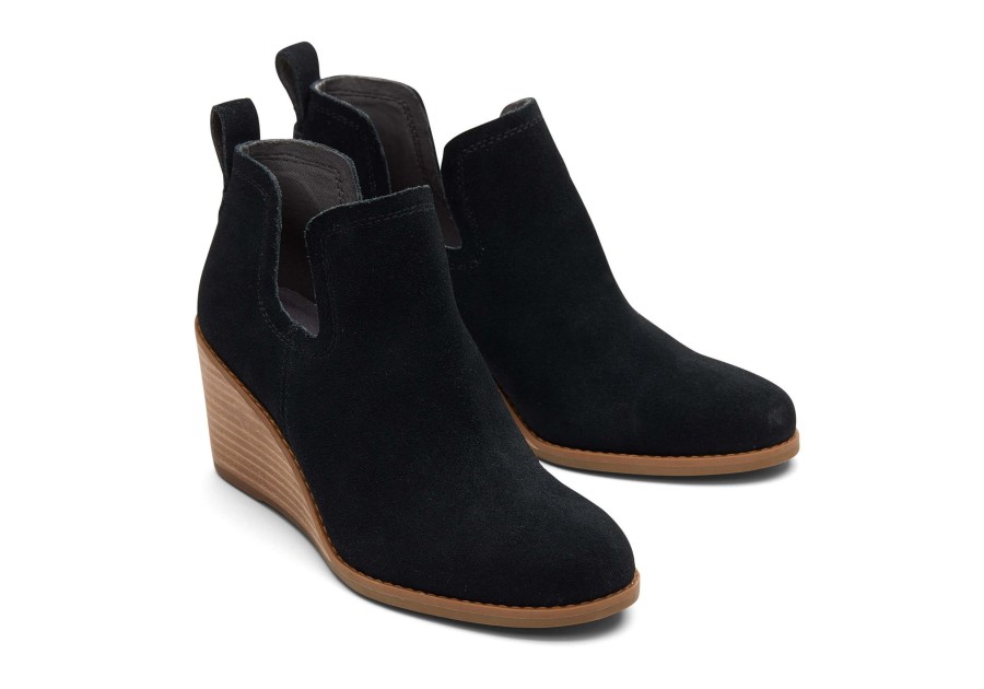 TOMS Wide Width | Kallie Black Suede Wedge Boot Wide Width|Kallie Black Suede Wedge Boot Wide Width Black Wide