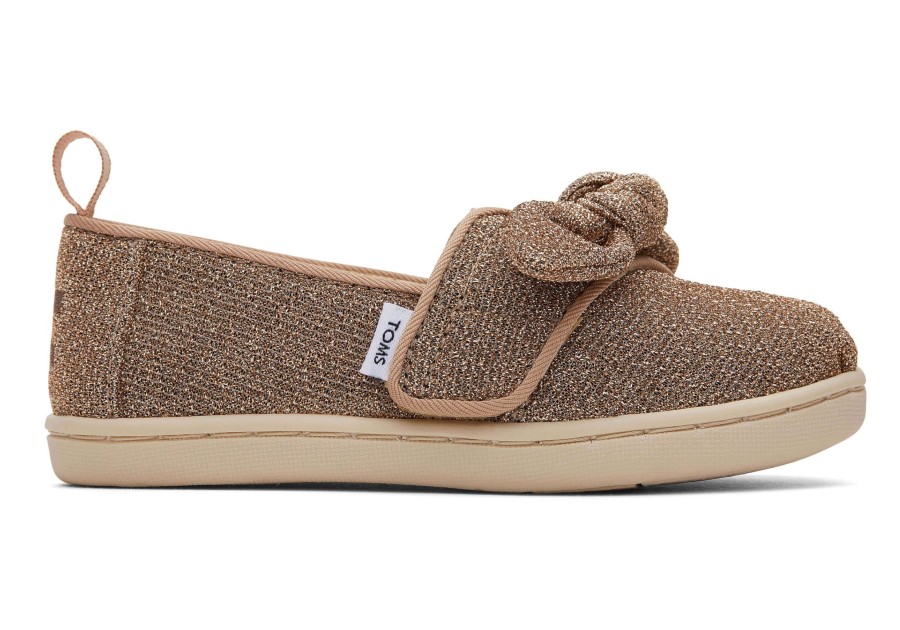 TOMS | Tiny Alpargata Bow Toddler Shoe Gold Sparkle