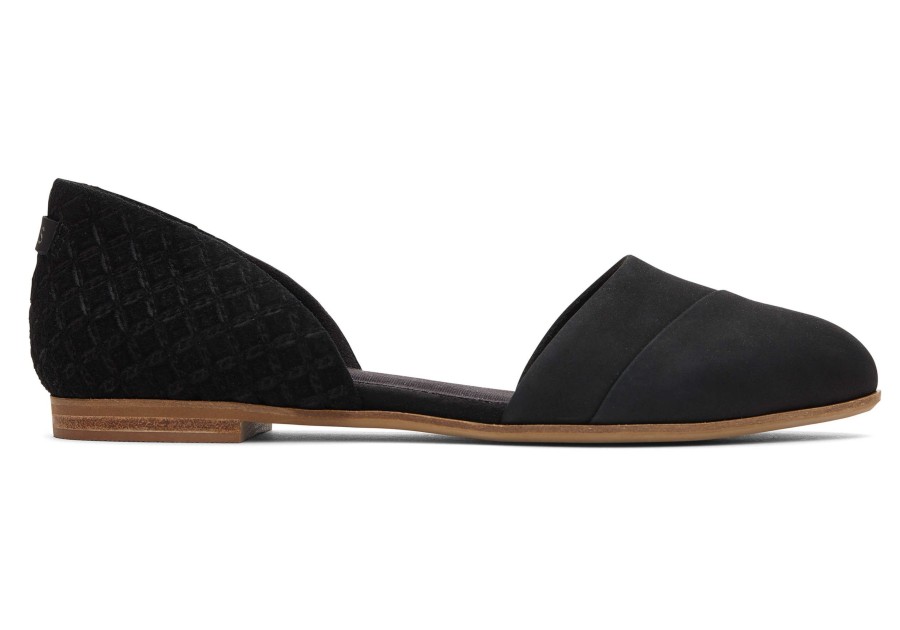 TOMS Flats | Jutti D'Orsay Black Leather Flat Black Leather Waffle