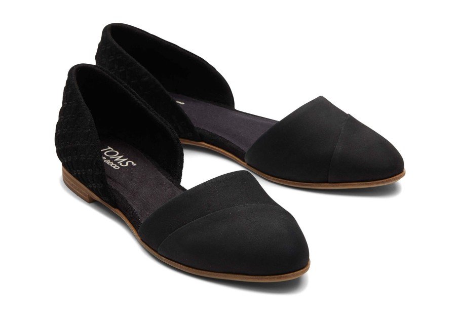 TOMS Flats | Jutti D'Orsay Black Leather Flat Black Leather Waffle