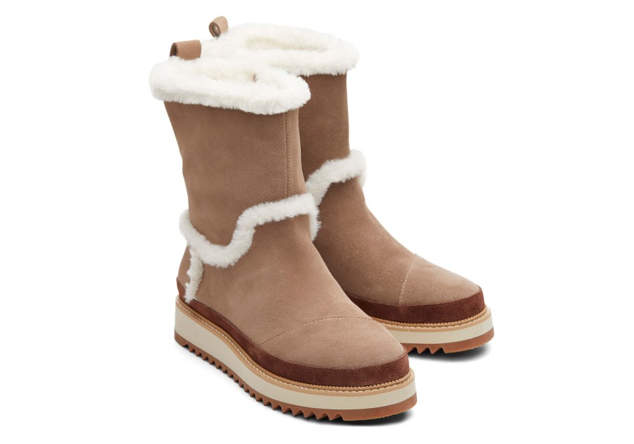 TOMS Boots & Booties | Makenna Taupe Water Resistant Faux Fur Boot Taupe Grey