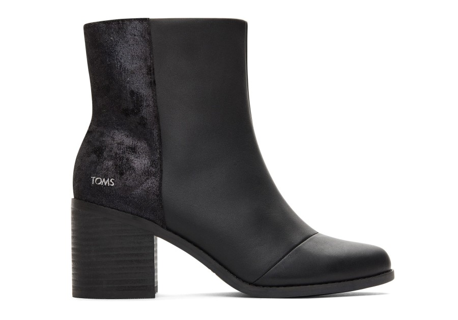 TOMS Dress Casual | Evelyn Black Suede And Plush Foil Heeled Boot|Evelyn Black Suede And Plush Foil Heeled Boot Leather Black Plush Foil