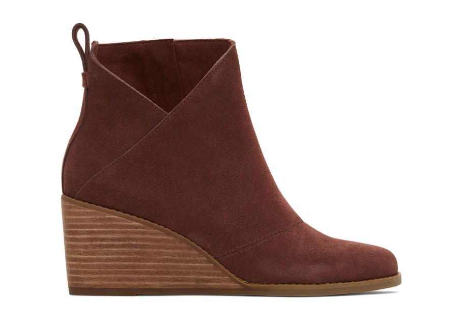 TOMS Heels & Wedges | Sutton Suede Wedge Boot Chestnut