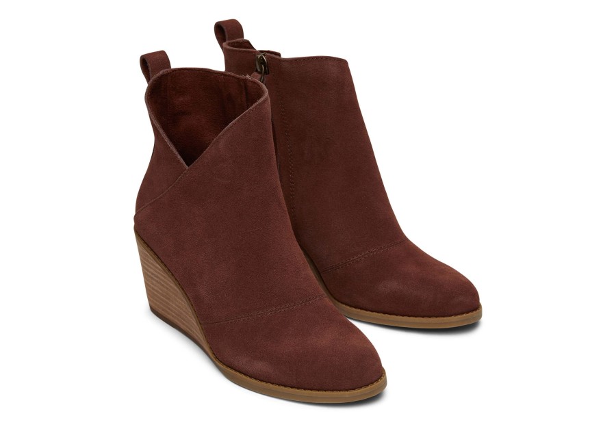 TOMS Heels & Wedges | Sutton Suede Wedge Boot Chestnut