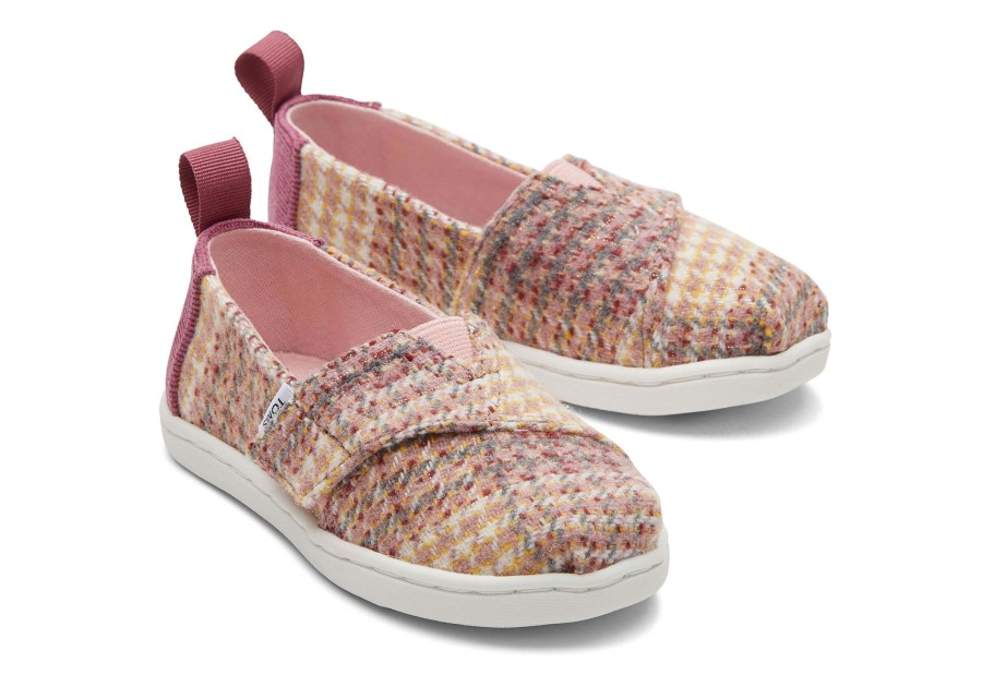 TOMS | Tiny Alpargata Plaid Tweed Toddler Shoe Pink Quartz