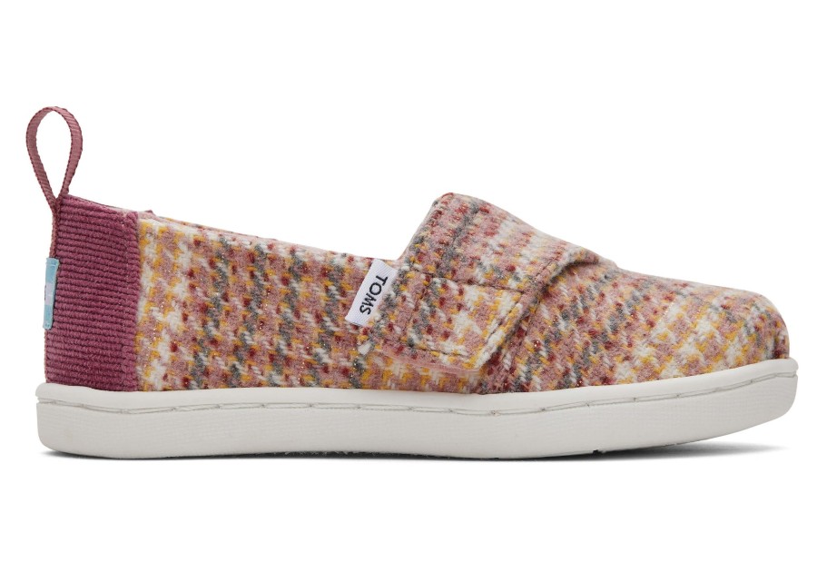 TOMS | Tiny Alpargata Plaid Tweed Toddler Shoe Pink Quartz