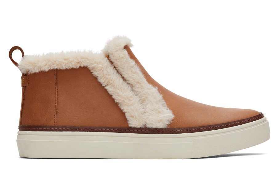 TOMS Sneakers | Bryce Leather Faux Fur Slip On Sneaker Brown