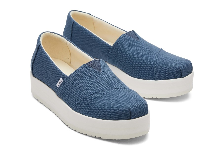 TOMS Slip Ons | Alpargata Blue Midform Espadrille|Alpargata Blue Midform Espadrille Majolica Blue